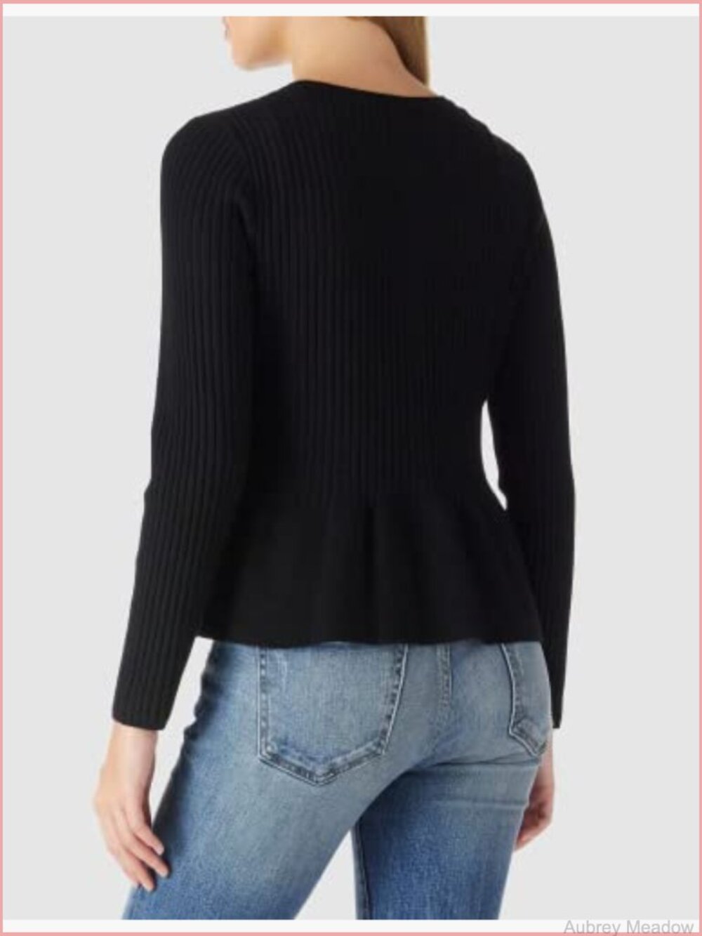 Long Sleeve Cardigan Peplum Sweater Crew Neck Button Tops Knit Ribbed Elegant - Picture 3 of 7